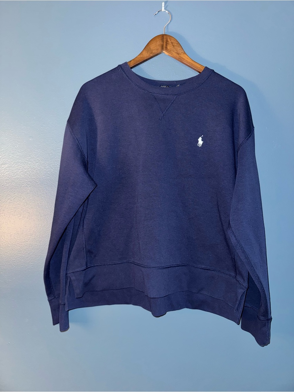 Polo Ralph Lauren Women’s Tech Oz Hilo Long Sleeve Knit Sweatshirt Navy XL - Picture 2 of 7